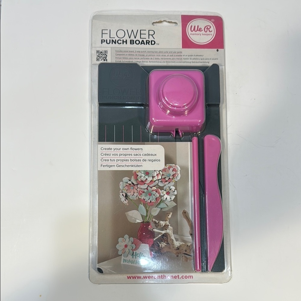 We R Memory Keepers Flower Punch Board - Pink